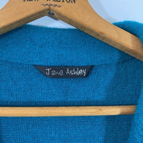Jane Ashley Wool Blend Turquoise Cardigan Sweater Blazer Size L - Picture 4 of 5